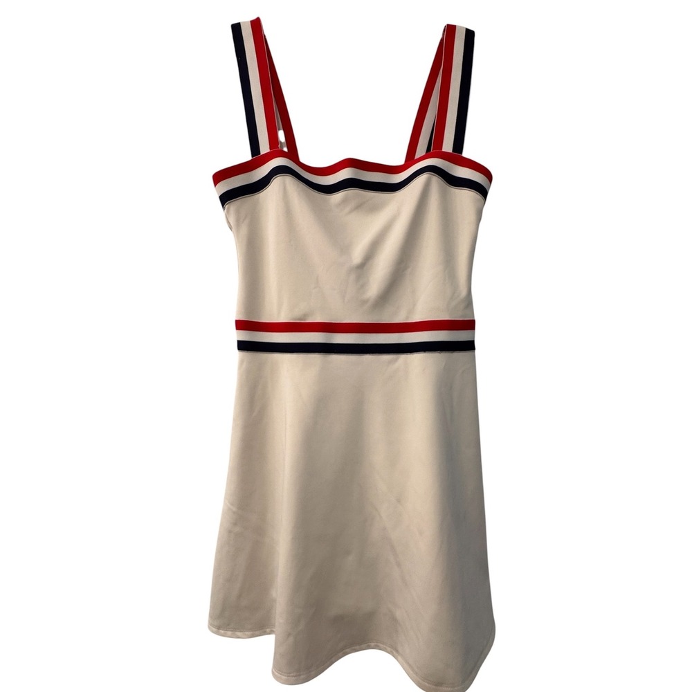 Reformation EcoMove White Red Blue Striped Active Tennis Dress Shorts Small